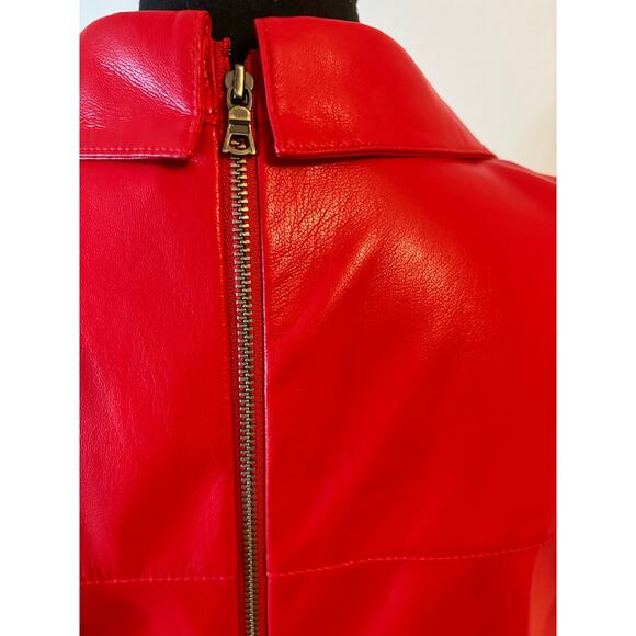 ALICE & OLIVIA Mila Cherry Red 🍒 Vegan Leather Mini Dress - Picture 13 of 14